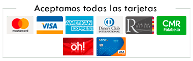 Aceptamos tarjetas de crédito y débito: Visa, Mastercard, American Express, etc.